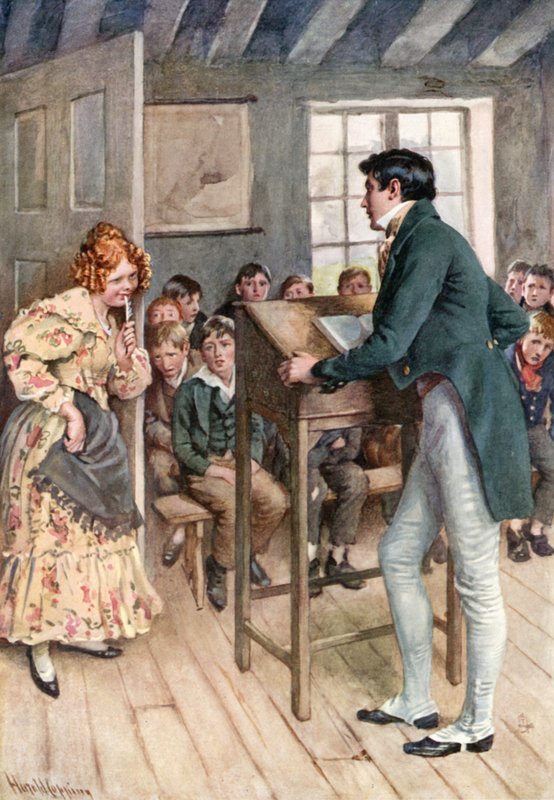 Fanny Squeers i Nicholas Nickleby (kolor lito) autorstwa Harold Copping