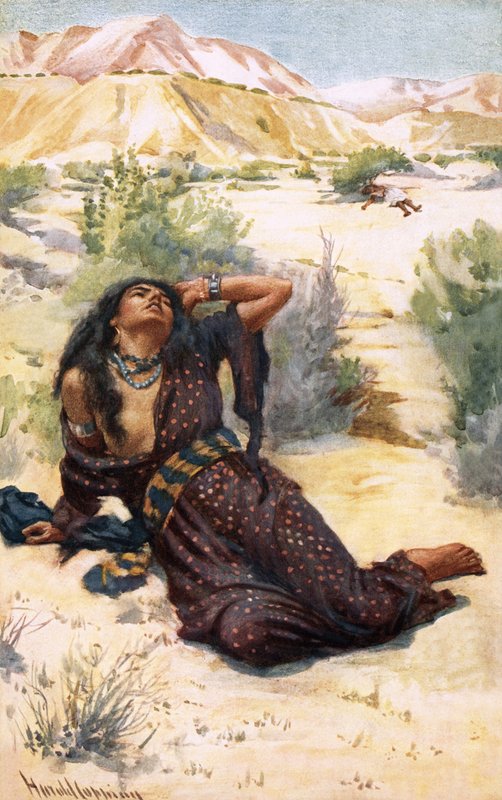 Hagar i Ismael autorstwa Harold Copping