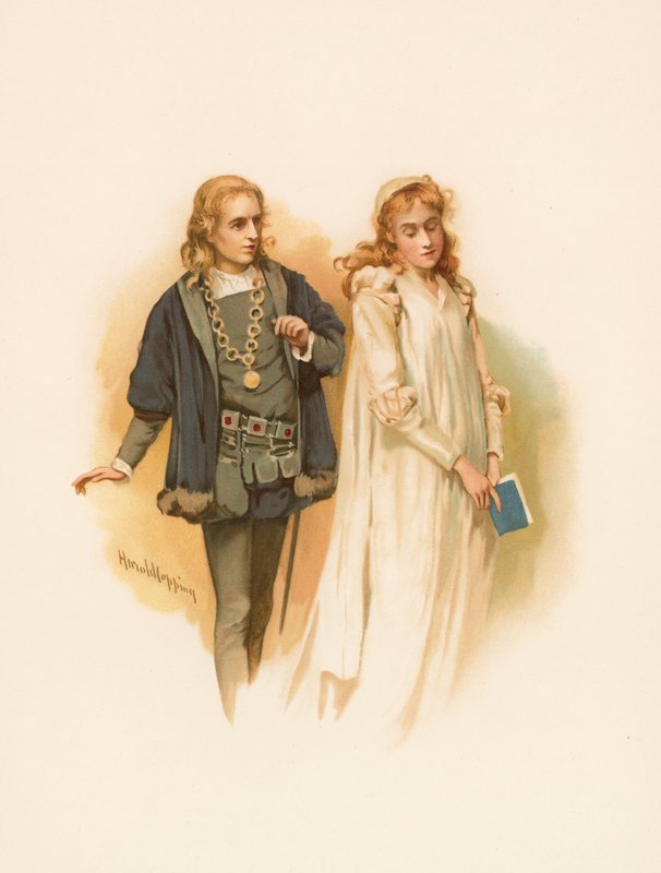 Hamlet i Ofelia autorstwa Harold Copping