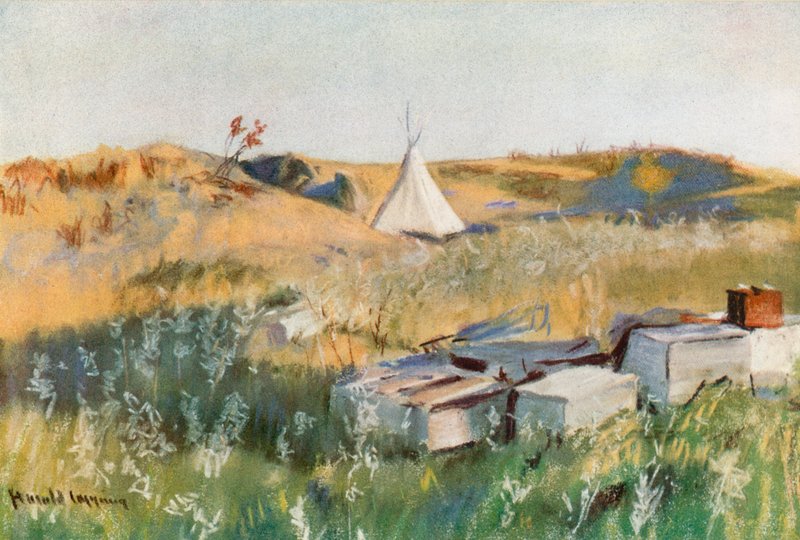 Indiańskie cmentarzysko, rezerwat Blackfoot, Alberta autorstwa Harold Copping