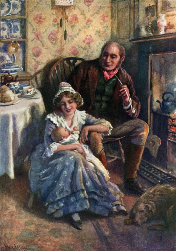 John i Dot Peerybingle (litografia kolorowa) autorstwa Harold Copping