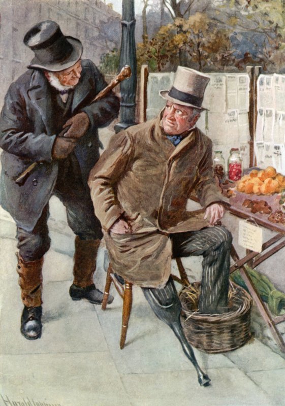 Pan Boffin i Silas Wegg (kolor lito) autorstwa Harold Copping