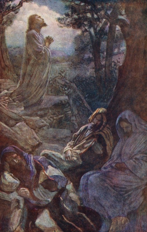 Nowy Testament: Getsemani (kolorowa litografia) autorstwa Harold Copping