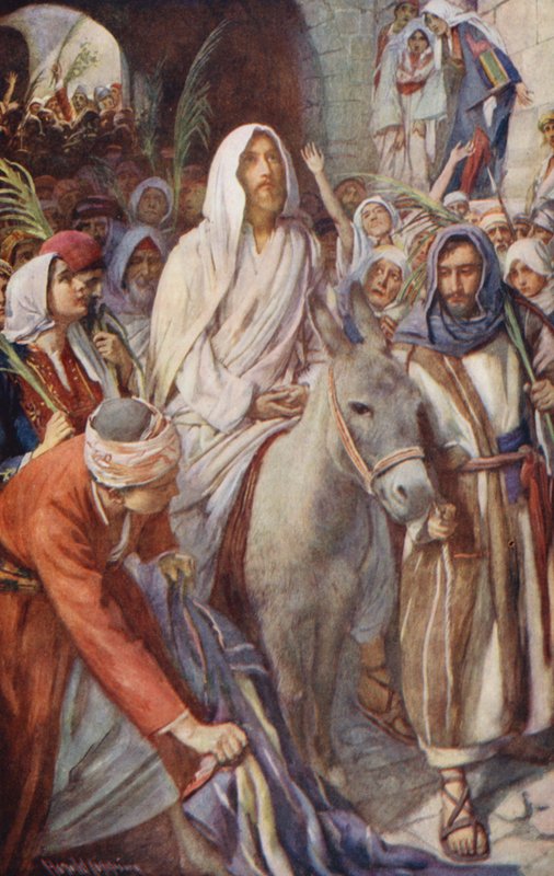 Nowy Testament: "Hosanna Synowi Dawida" (litografia kolorowa) autorstwa Harold Copping