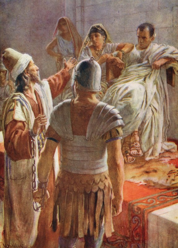 Nowy Testament: Paweł i Feliks (kolorowa litografia) autorstwa Harold Copping