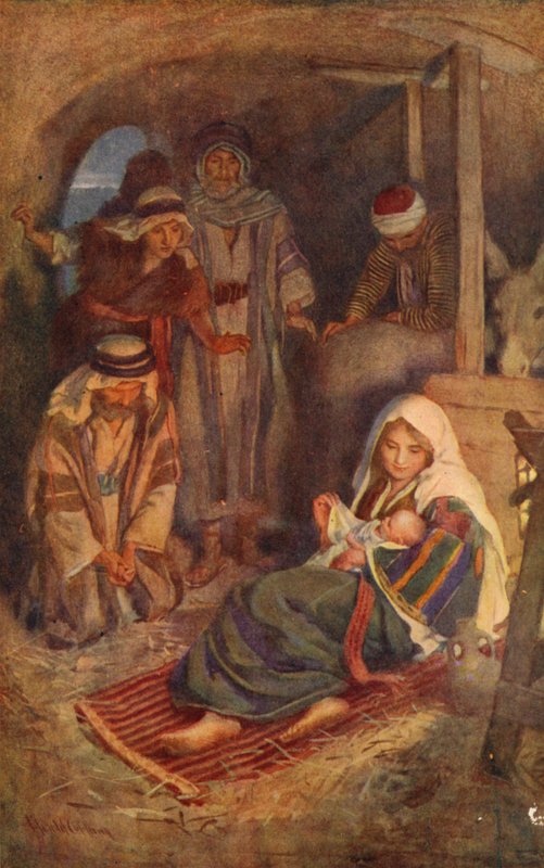 Nowy Testament: Narodzenie Pańskie (kolorowa litografia) autorstwa Harold Copping