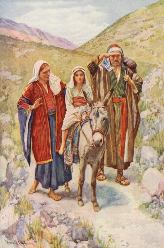 Nowy Testament: Powrót z Egiptu (kolorowa litografia) autorstwa Harold Copping