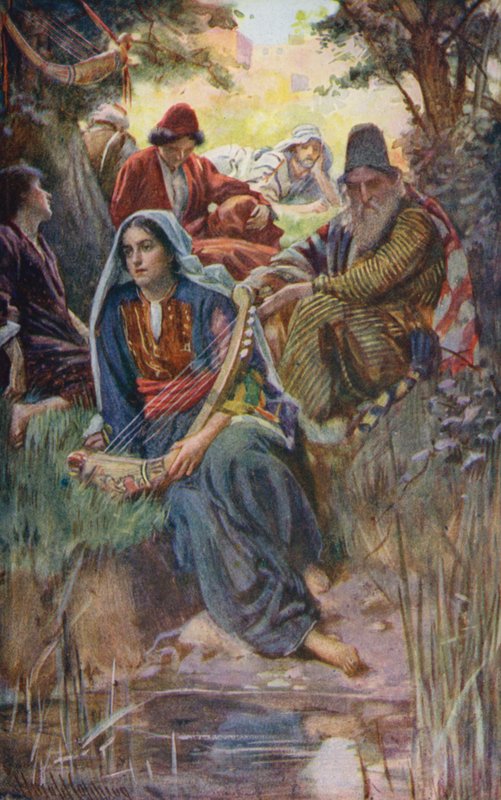 Stary Testament: Nad rzekami Babilonu (kolorowa litografia) autorstwa Harold Copping