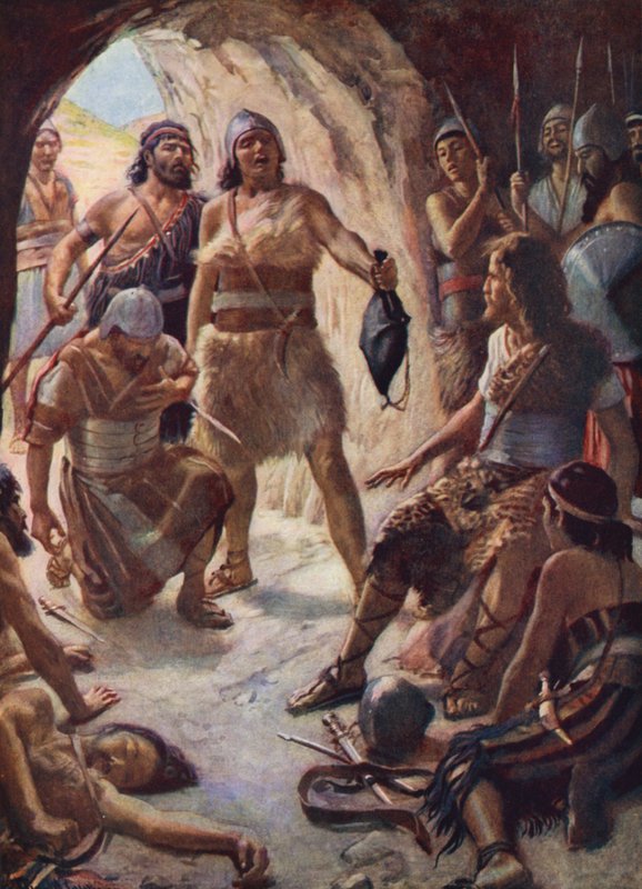Stary Testament: Trzej mocarze Dawida (kolorowa litografia) autorstwa Harold Copping