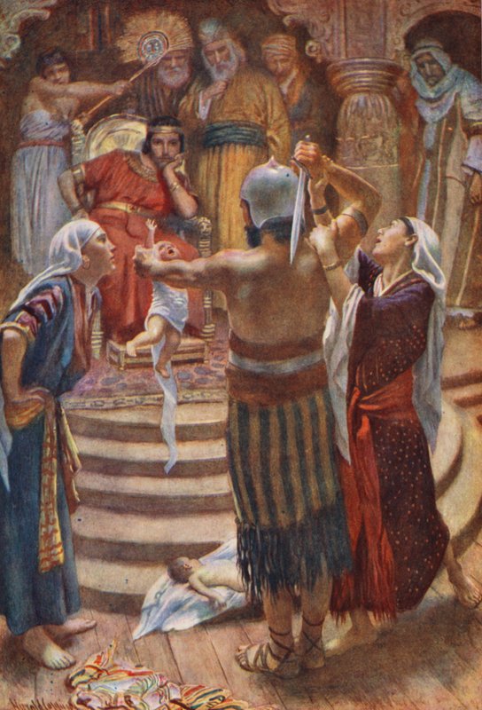 Stary Testament: Salomon, mądry król (kolorowa litografia) autorstwa Harold Copping