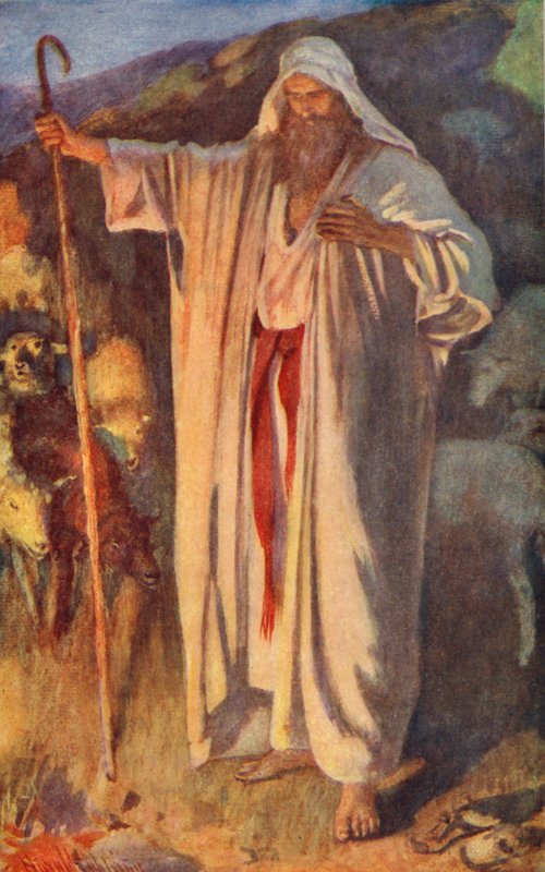 Stary Testament: Krzew Gorejący (kolorowa litografia) autorstwa Harold Copping