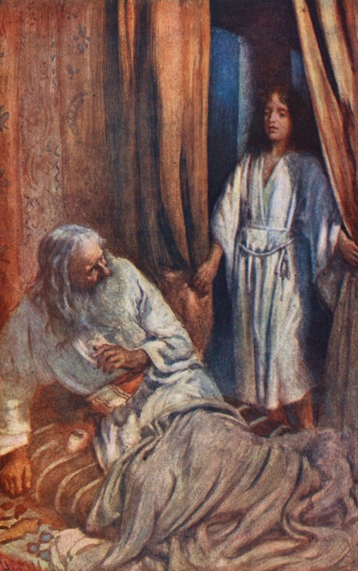 Stary Testament: Dziecko Samuel (kolorowa litografia) autorstwa Harold Copping