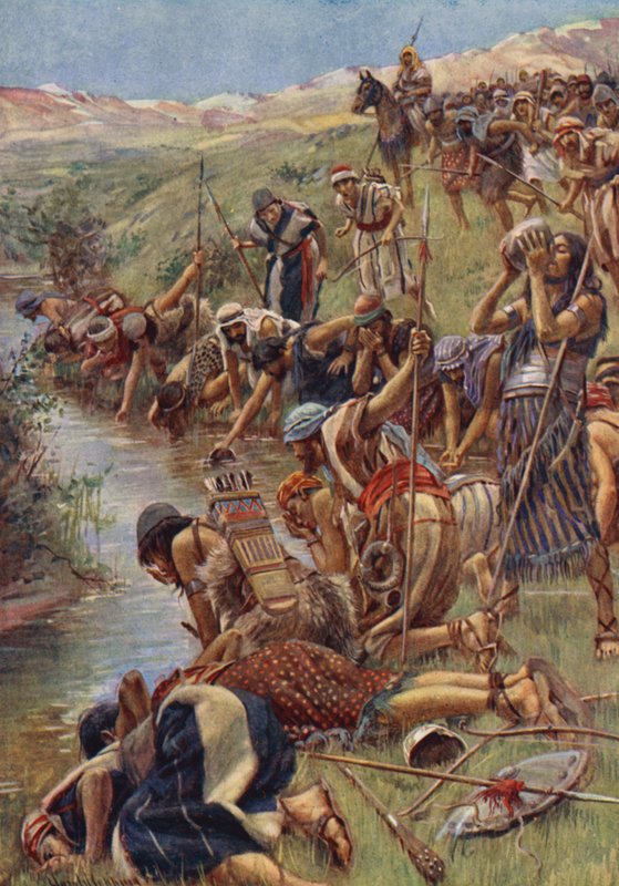 Stary Testament: The Men who Lapped (kolorowa litografia) autorstwa Harold Copping