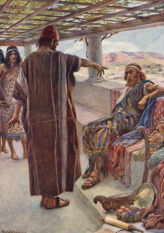 Stary Testament: "Ty jesteś człowiekiem" (kolorowa litografia) autorstwa Harold Copping