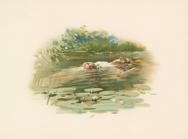 Ofelia, utonęła autorstwa Harold Copping