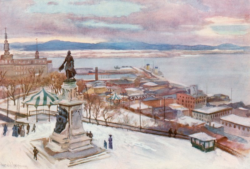 Quebec z hotelu Frontenac autorstwa Harold Copping