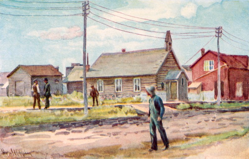 Kościół z bali, Lloydminster autorstwa Harold Copping