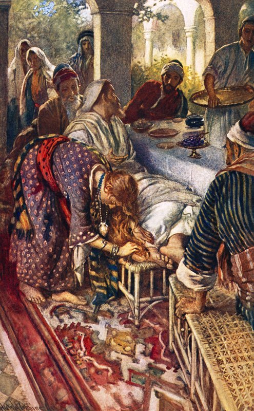 Kobieta z pudełkiem maści autorstwa Harold Copping