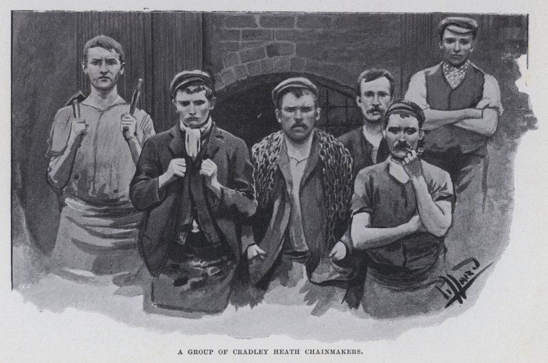 Grupa Cradley Heath Chainmakers (zdjęcie czarno-białe) autorstwa Harold Hume Piffard