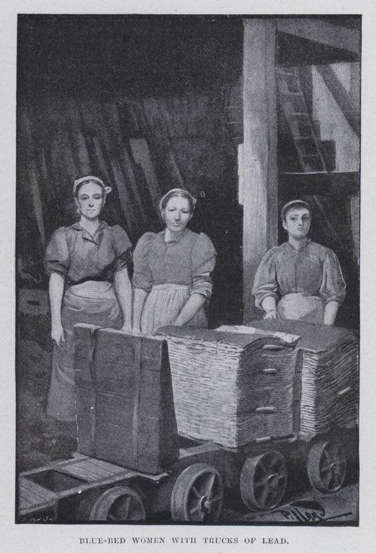 Niebieskie łóżko kobiety z ciężarówkami z ołowiu (zdjęcie czarno-białe) autorstwa Harold Hume Piffard