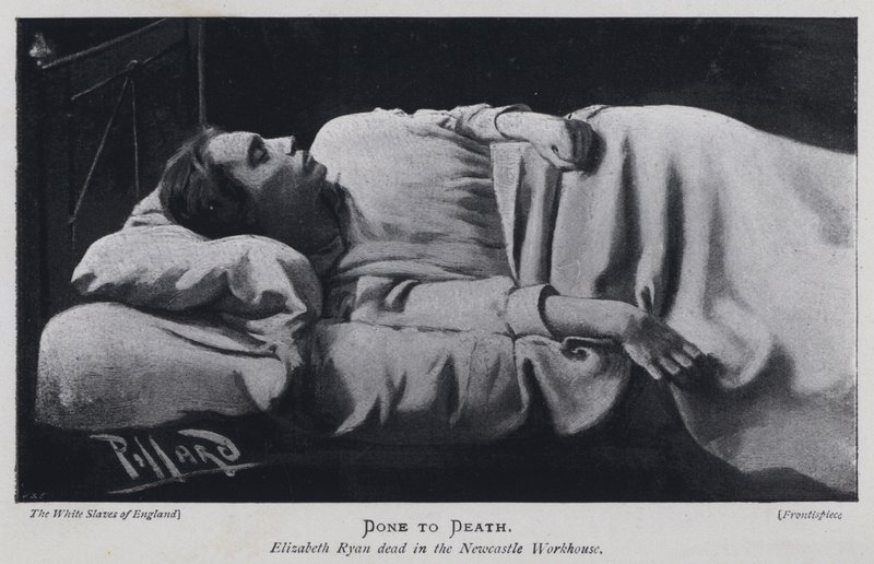 Skończona na śmierć, Elizabeth Ryan nie żyje w przytułku Newcastle (zdjęcie czarno-białe) autorstwa Harold Hume Piffard