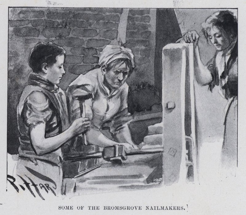 Niektórzy z Bromsgrove Nailmaker (zdjęcie czarno-białe) autorstwa Harold Hume Piffard