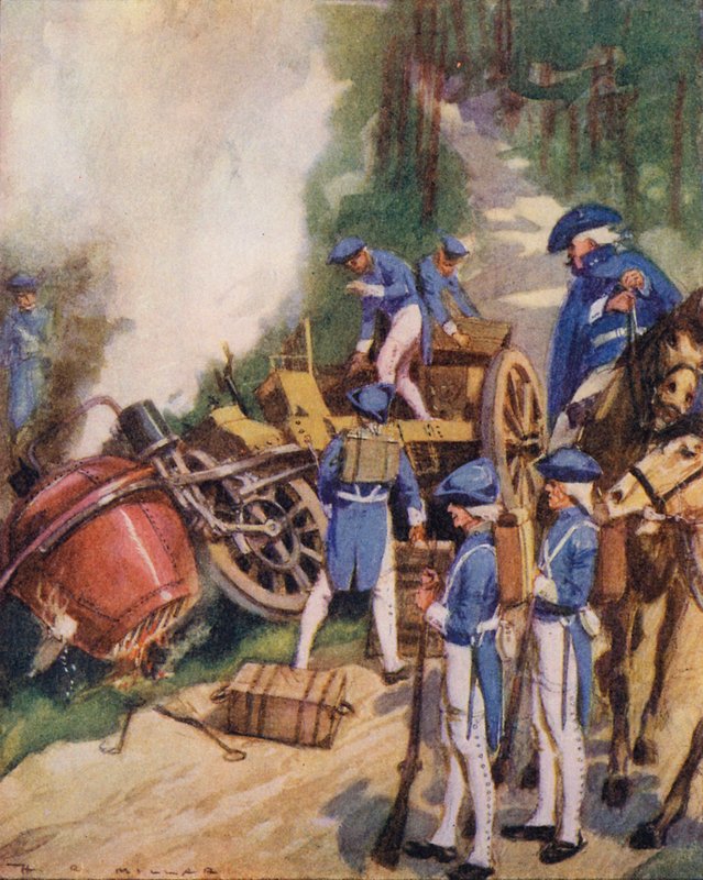 Wagon parowy, który zjechał z drogi i przewrócił się (kolorowa litografia) autorstwa Harold Robert Millar