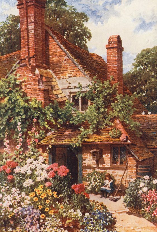 A Cottage Home, Compton (kolorowa litografia) autorstwa Harold Sutton Palmer