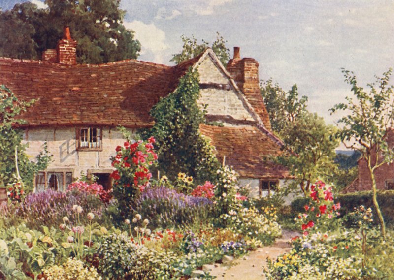 Domek w pobliżu Bisley (kolorowa litografia) autorstwa Harold Sutton Palmer