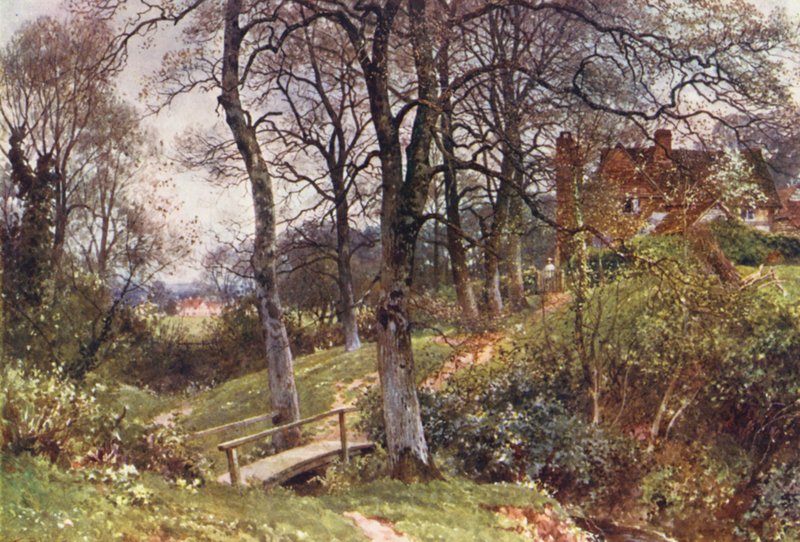 Droga do wioski, Ockley (kolorowa litografia) autorstwa Harold Sutton Palmer