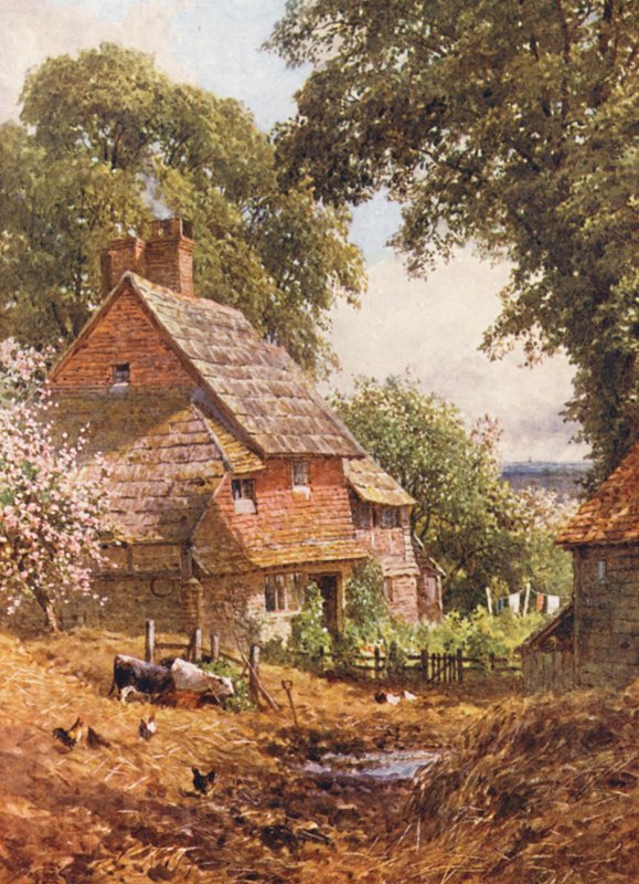 Stara farma w pobliżu Leith Hill (kolorowa litografia) autorstwa Harold Sutton Palmer