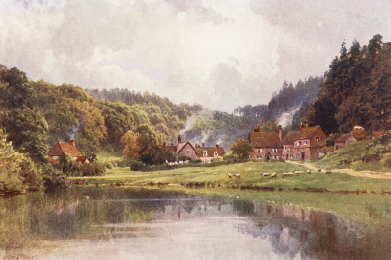 Friday Street, na drodze do Leith Hill (kolorowa litografia) autorstwa Harold Sutton Palmer