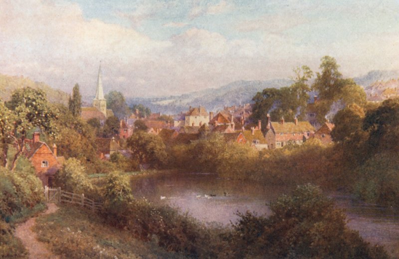 Godalming, kawałek starego miasta (kolorowa litografia) autorstwa Harold Sutton Palmer