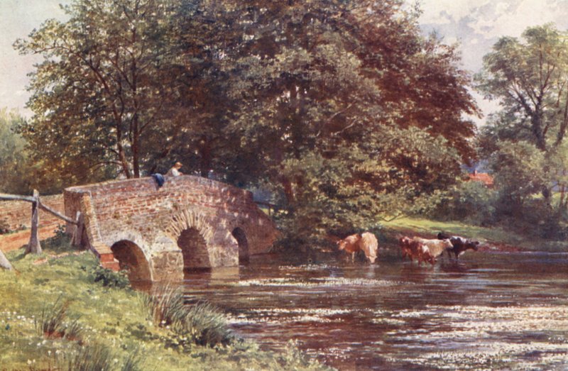 Somerset Bridge, niedaleko Elstead (kolorowa litografia) autorstwa Harold Sutton Palmer