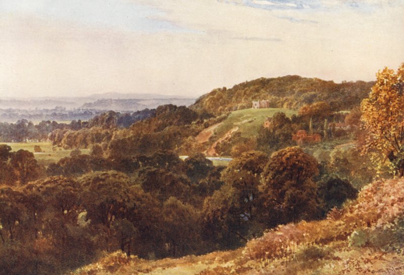 Kaplica św. Katarzyny, niedaleko Guildford (kolorowa litografia) autorstwa Harold Sutton Palmer