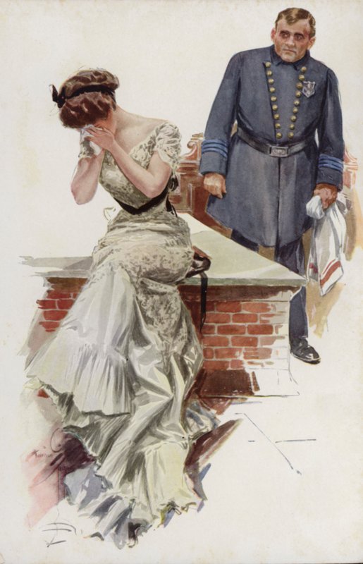 Ilustracja do Mary Roberts Rinehart „Kiedy mężczyzna się żeni” (kolor lito) autorstwa Harrison Fisher
