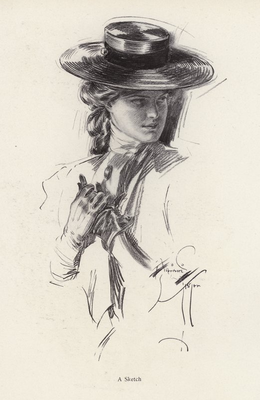 Portret kobiety w kapeluszu (lito) autorstwa Harrison Fisher
