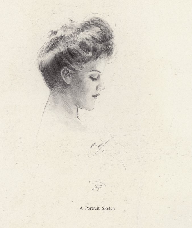 Portret kobiety w profilu (lito) autorstwa Harrison Fisher