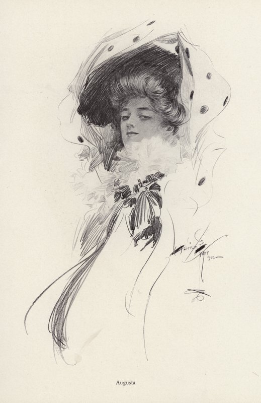 Portret kobiety o imieniu Augusta (lito) autorstwa Harrison Fisher