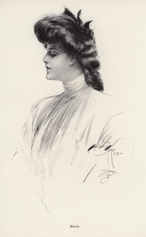 Portret kobiety o imieniu Marcia (lito) autorstwa Harrison Fisher