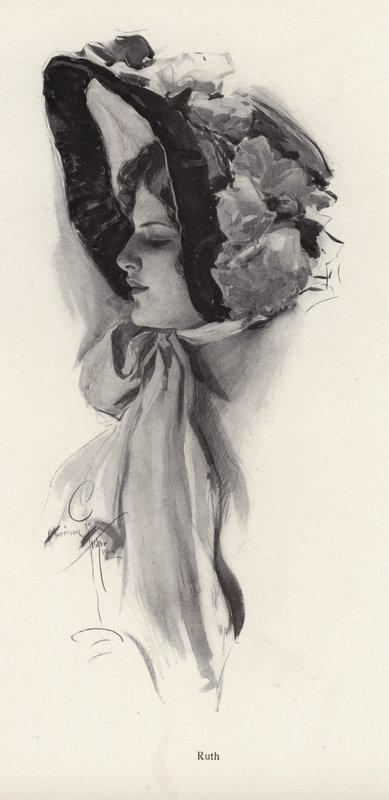 Portret kobiety o imieniu Ruth (lito) autorstwa Harrison Fisher