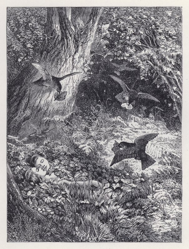 Dzieci w lesie (grawerunek) autorstwa Harrison William Weir