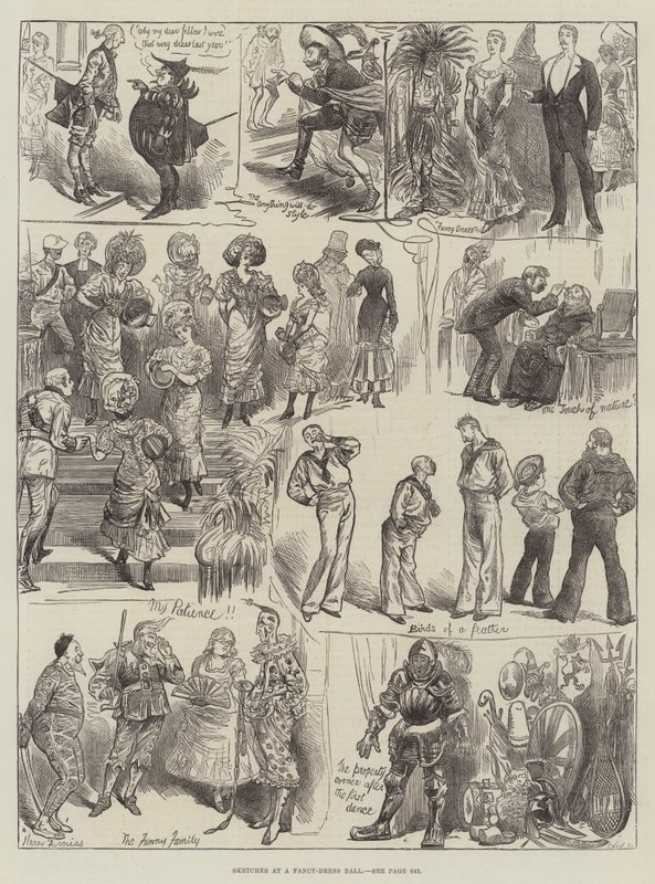 Szkice na balu przebierańców autorstwa Harry Furniss