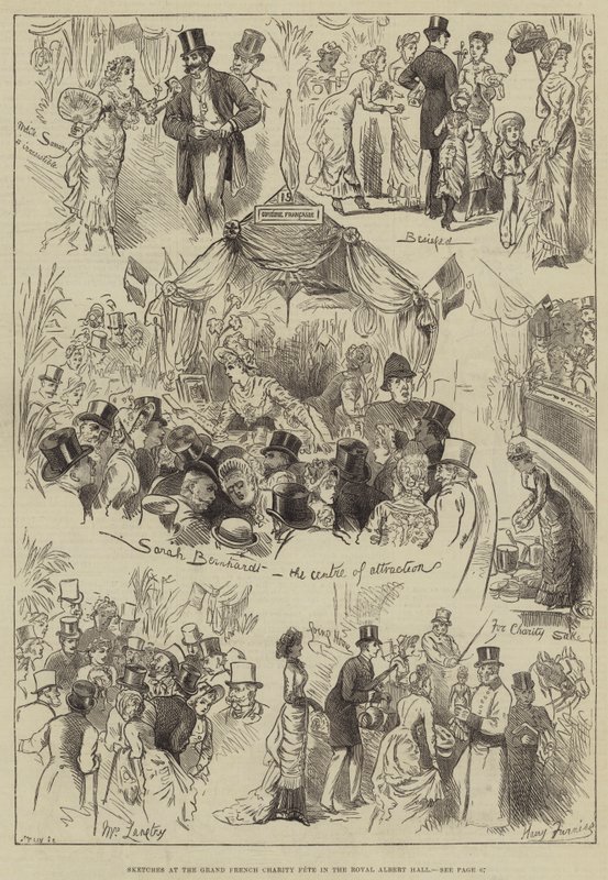 Szkice na Grand French Charity Fete w Royal Albert Hall autorstwa Harry Furniss