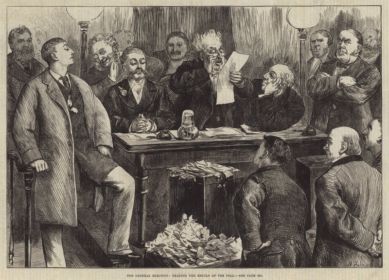 Wybory powszechne, odczytanie wyników plebiscytu autorstwa Harry Furniss