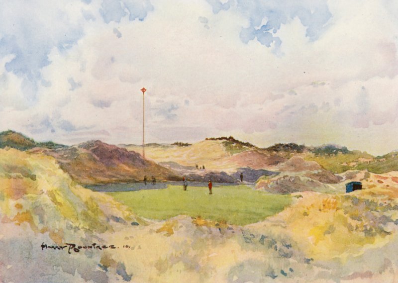 Pola golfowe: Formby, stary siódmy green (kolorowa litografia) autorstwa Harry (1878 1950) Rountree
