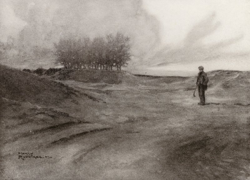 Pola golfowe: Wimbledon, na Common (litografia) autorstwa Harry (1878 1950) Rountree