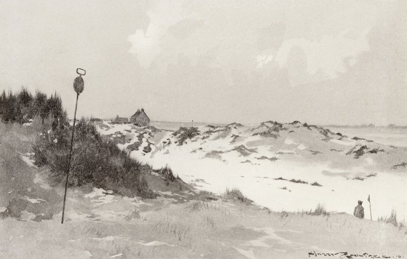 Pola golfowe: Hunstanton, pod śniegiem (litografia) autorstwa Harry (1878 1950) Rountree