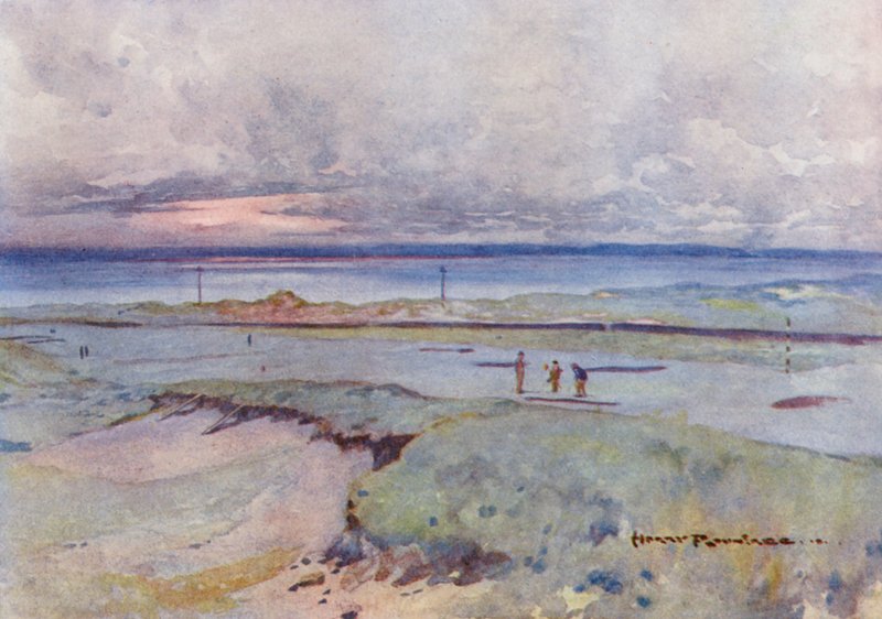 Pola golfowe: Muirfield, czwarty i czternasty green (kolorowa litografia) autorstwa Harry (1878 1950) Rountree
