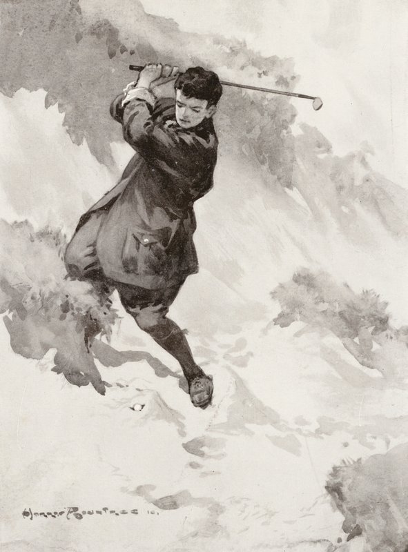 Pola golfowe: Sandwich, gra na green z "Hadesu" (litografia) autorstwa Harry (1878 1950) Rountree